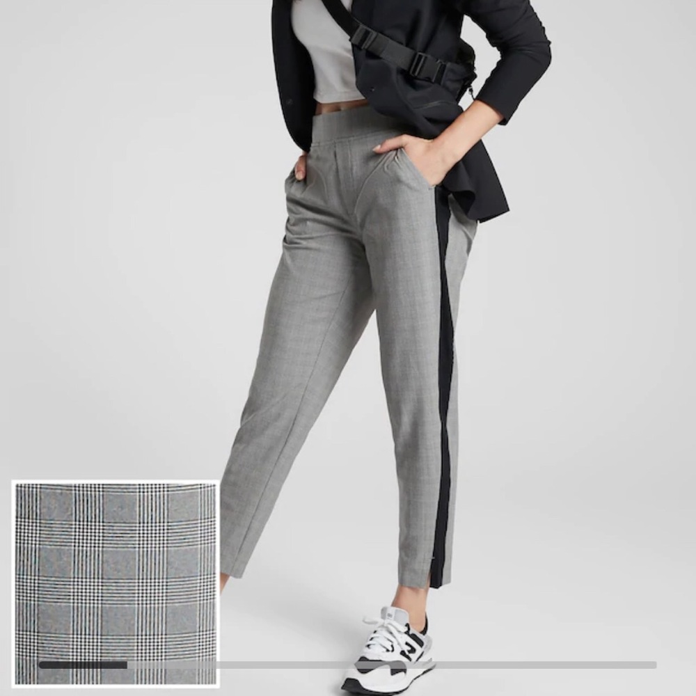 Athleta Brooklyn Ankle Pant - Black & White Plaid